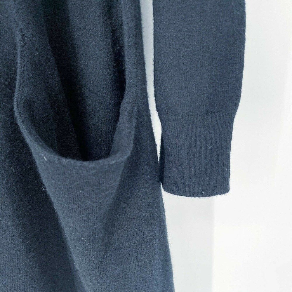 Sundance Film Noir Sweater Dress Sz M Black Cotton Silk Knit Pockets Long Sleeve - Picture 3 of 8